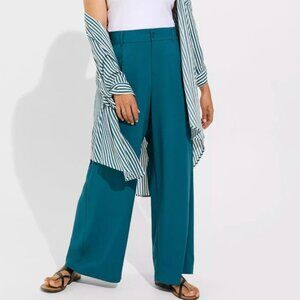 SHORT Wide Leg Stretch Crepe High-Rise Pant (Gulf Coast) SIZE 14